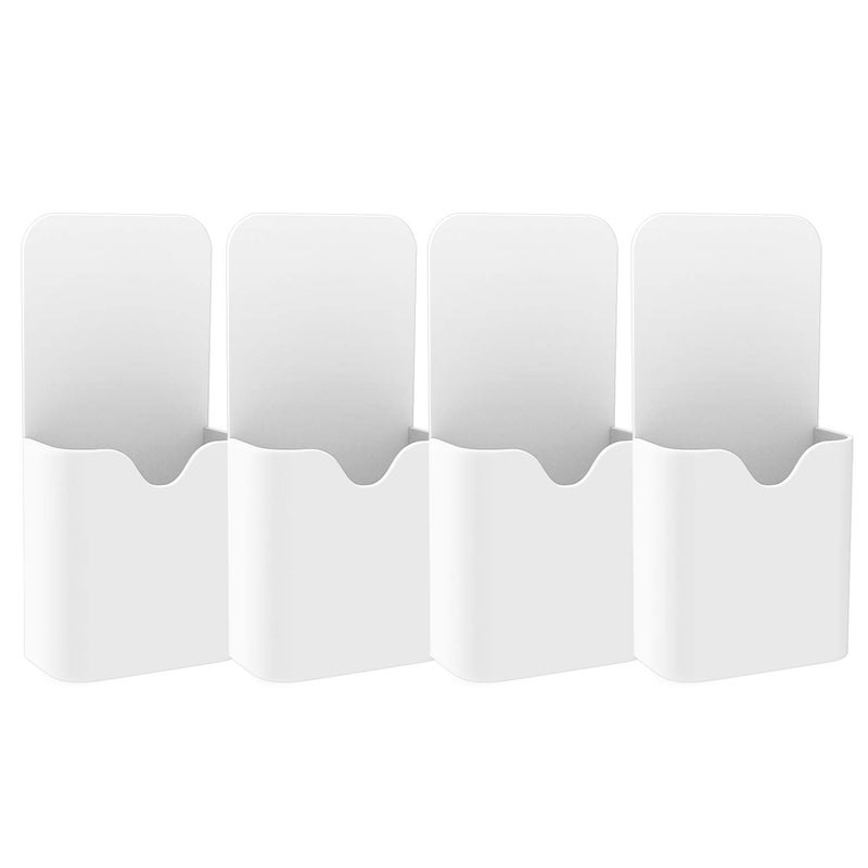 MoKo 4 Pack Magnetic Pen Holder for Whiteboard, Magnetic Dry Erase Marker Holder for Refrigerator Storage Magnetic Pencil Holder Locker Accessories for School, Office, Home - White - Image 1